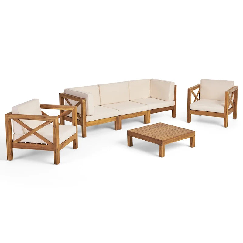 6-teiliges Outdoor-Sitzgruppen-Set aus Akazienholz Brava von Christopher Knight Home