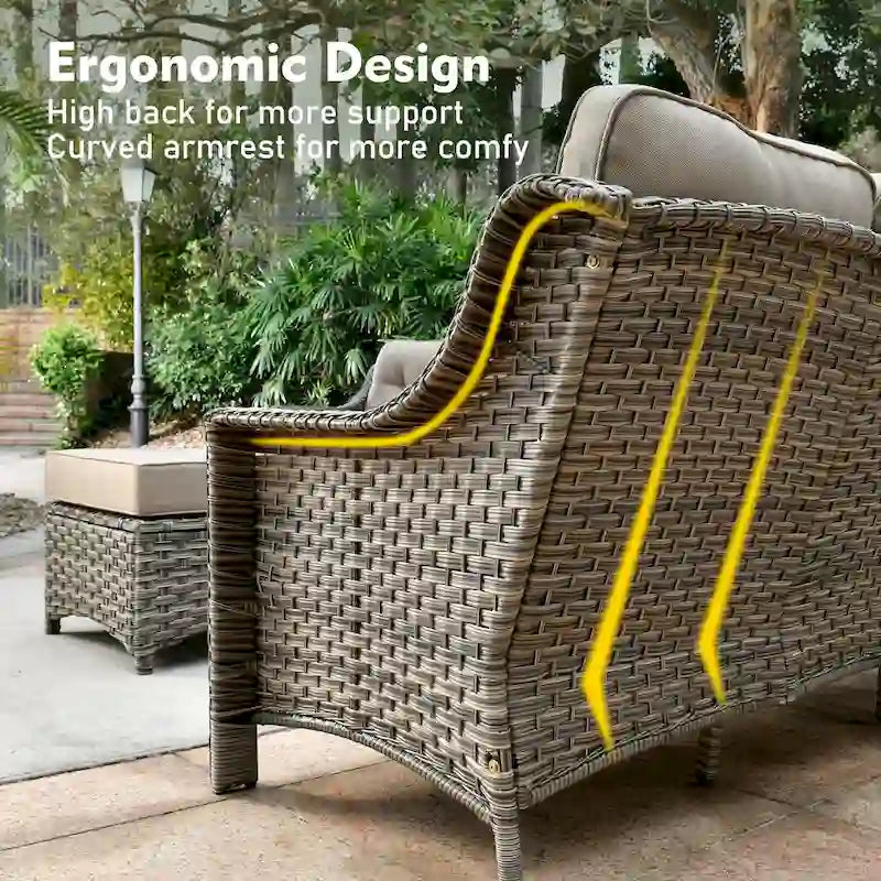 XIZZI 9-teiliges Gartenmöbel-Set für die Terrasse mit drehbarem Sessel