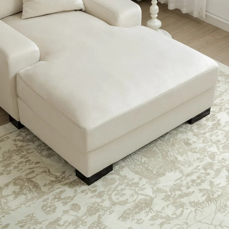 Moderne extra grote chaise longue-slaapbank in mid-century-stijl met kussen