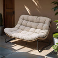 Doppel-Papasan-Sofa mit Sitzkissen, wetterfestes PE-Rattan und Metallgestell für Innen- und Außenbereich