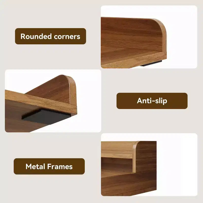 Houten blad voor wasmachine en droger, wasblad van 54 met opbergplank met 2 niveaus, antislip werkblad met opstaande randen voor een georganiseerde wasruimte