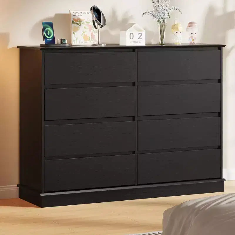 Meuble de rangement à 8 tiroirs, commode avec tiroirs profonds et grand plateau, pour salon, couloir ou chambre d’enfant