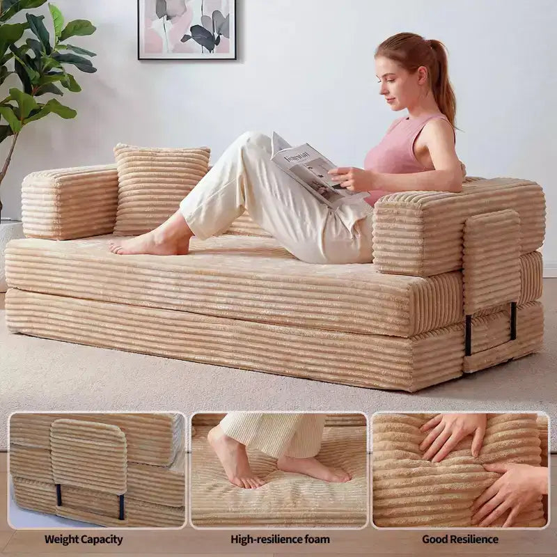80.7 5-in-1-Schlafsofa mit Cordbezug, 1200 lbs, keine Montage erforderlich