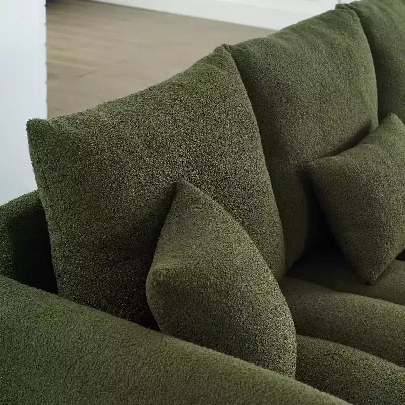 GDFStudio Alanna modernes 3-Sitzer-Sofa mit Teddy-Stoffbezug und Kissen, 79.5