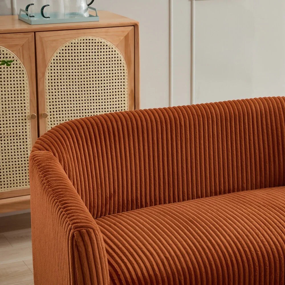 2-Sitzer-Sofa mit Cordbezug und Beinen aus Walnussholz