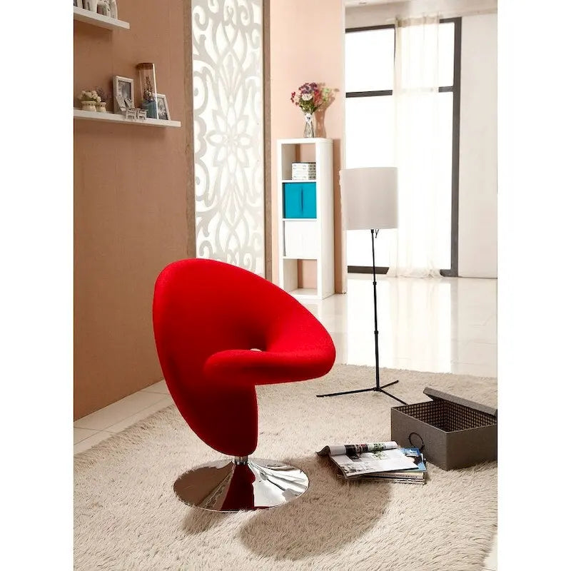 Manhattan Comfort Curl Akzent-Drehsessel aus Wollmischgewebe mit Chromgestell (2er-Set)