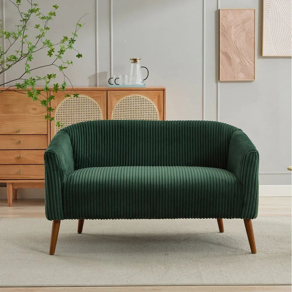 2-Sitzer-Sofa mit Cordbezug und Beinen aus Walnussholz