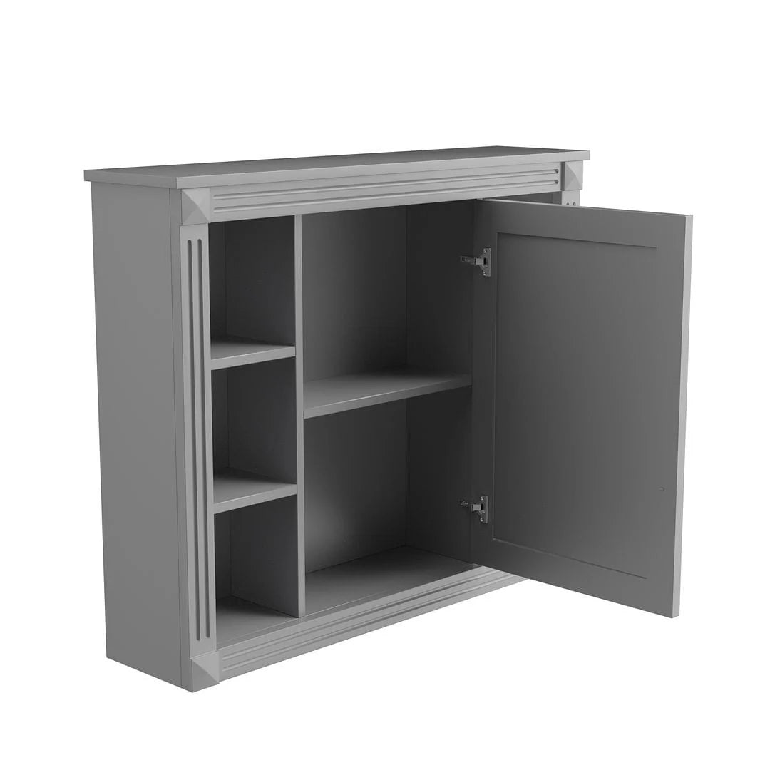 Moderne badkamermeubelset van 36' met wastafelblad en spiegelkast, 2 deuren en 2 laden