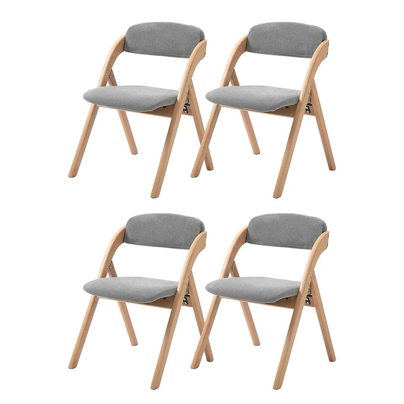 Stapelbare houten eetkamerstoelen met klapfunctie en gevoerde zittingen (set van 4)