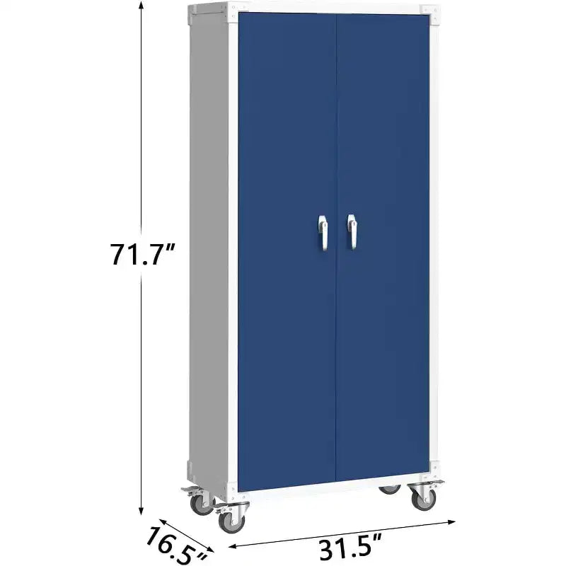 Armoire de rangement en acier de 71 pouces avec portes verrouillables et 4 étagères réglables, meuble métallique robuste pour abri voiture/bureau/garde-manger, conception antirouille