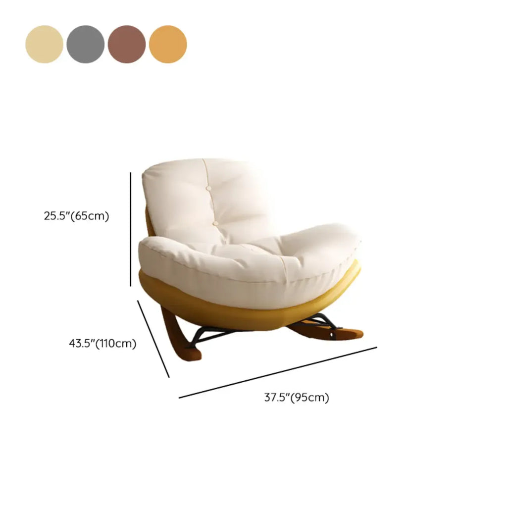 Scandinavische gestoffeerde schommelstoel met optionele voetenbank