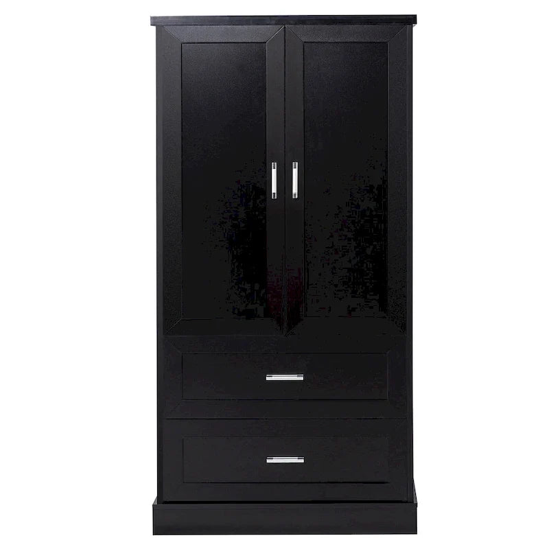 Armoire de rangement haute pour salle de bains avec deux portes et tiroirs, étagère réglable, panneau MDF