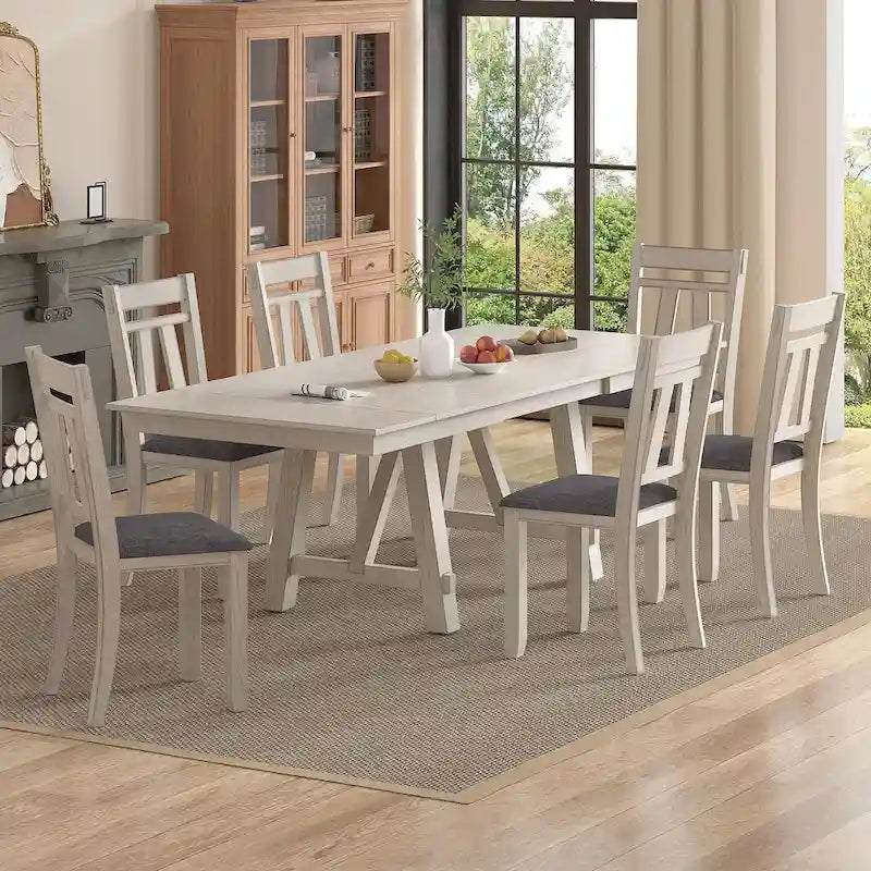 VECELO Esszimmerstühle aus Massivholz mit Sitzfläche aus Leinenstoff, 2er-/4er-/6er-Set