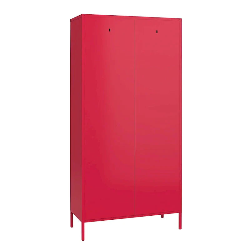 Orange/rosa hoher Metallschrank mit 2 Türen, für 1 Person