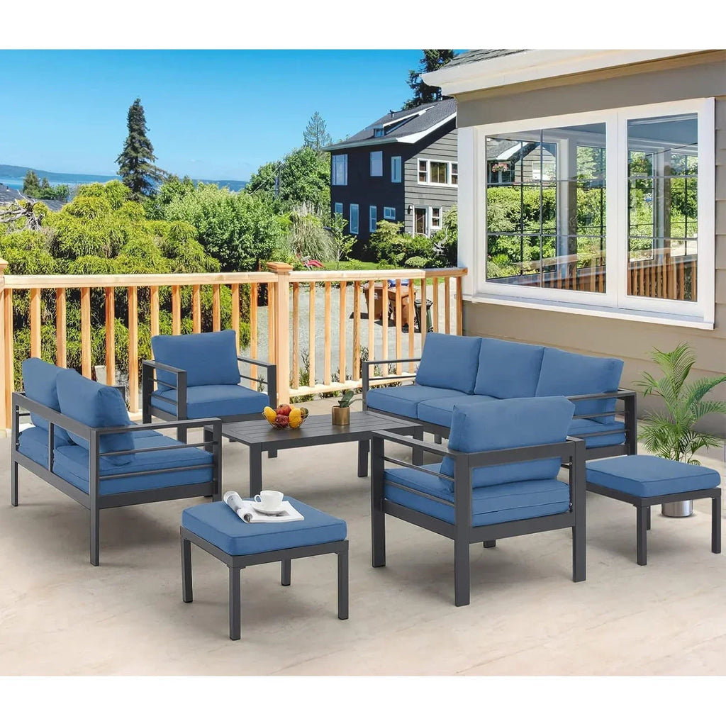 AECOJOY 7-teiliges Gartenmöbelset aus Aluminium für draußen