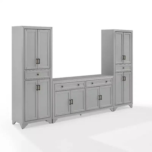 3-teiliges Tara-Sideboard- und Vorratsschrank-Set im Used-Look - Crosley