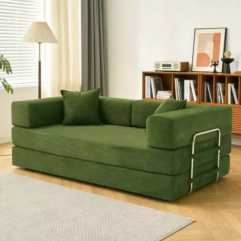 Dyonery 78 Klappsofabett, umwandelbares Cordsofa, Kingsize-Bodenschlafsofa, 4-in-1-DIY-Kombination, modulares Schlafsofa zum Ausklappen, bequemes Sofa.