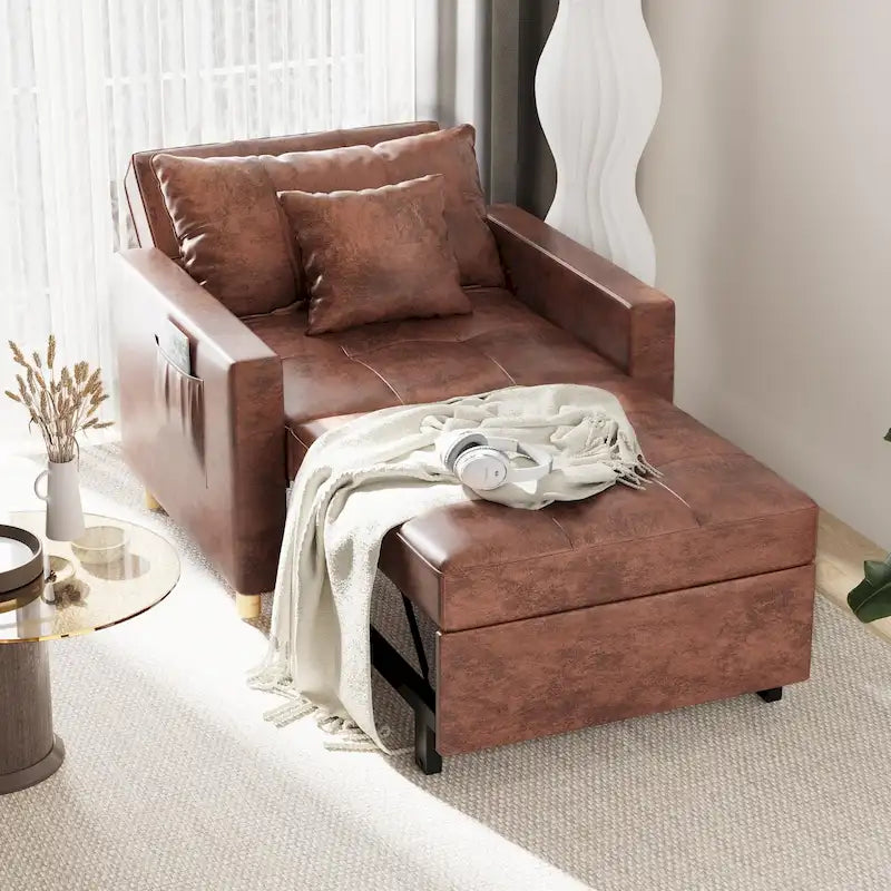 Fauteuil-lit réglable convertible 3-en-1, plusieurs couleurs, pour 1 personne