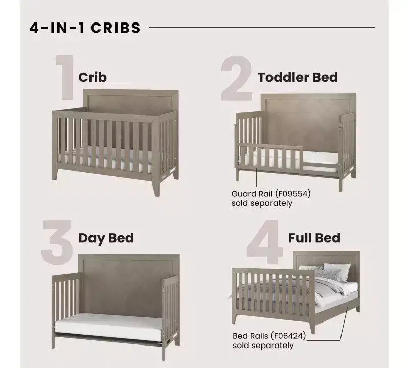 Child Craft Kieran Kinderzimmer-Set, 3-teilig, mit Babybett, Kommode und Schubladenkommode; einschließlich 4-in-1 umbaubarem Babybett