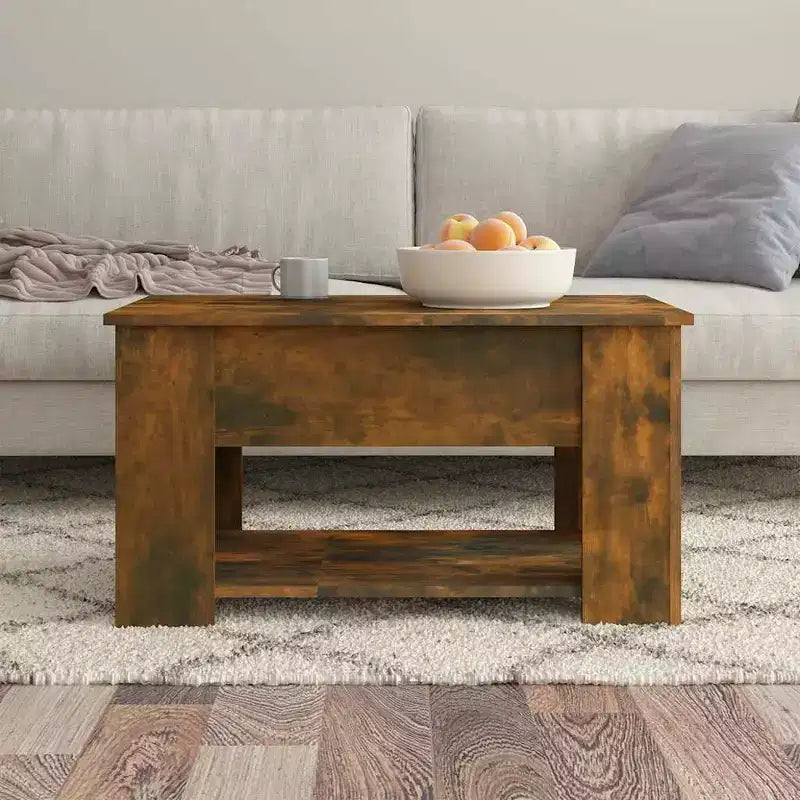 Table basse en chêne fumé bois d’ingénierie 31,1 x 19,3 x 16,1 pouces