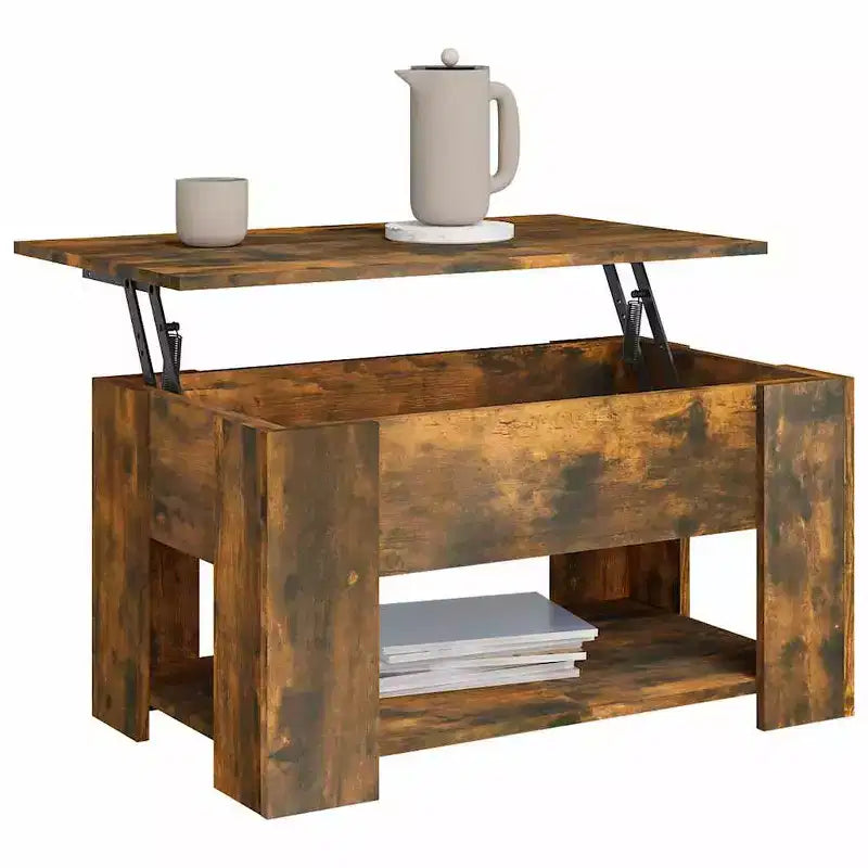 Table basse en chêne fumé bois d’ingénierie 31,1 x 19,3 x 16,1 pouces