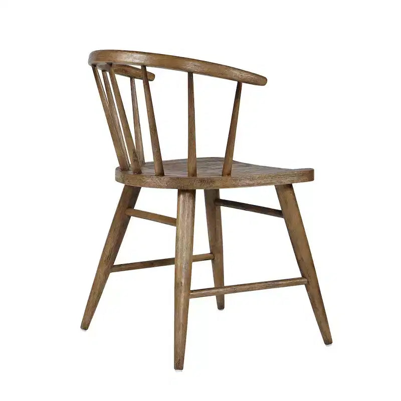 Chaise de salle à manger traditionnelle en bois massif avec dossier courbé à barreaux, lot de 2