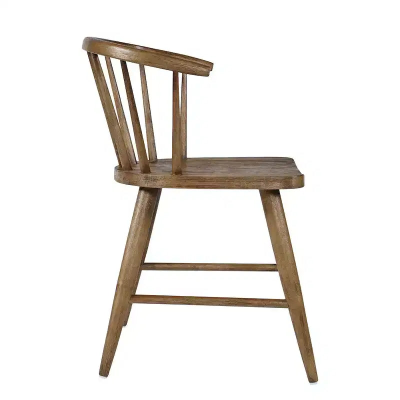 Chaise de salle à manger traditionnelle en bois massif avec dossier courbé à barreaux, lot de 2