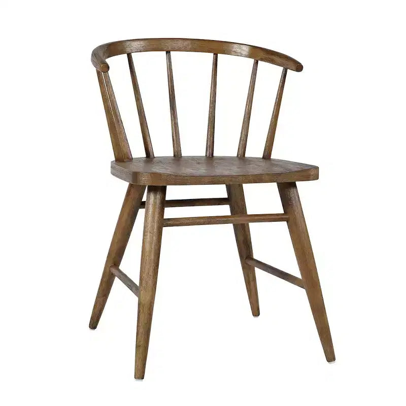 Chaise de salle à manger traditionnelle en bois massif avec dossier courbé à barreaux, lot de 2