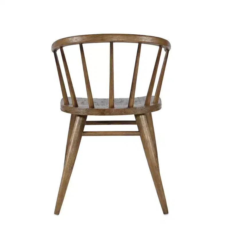 Chaise de salle à manger traditionnelle en bois massif avec dossier courbé à barreaux, lot de 2