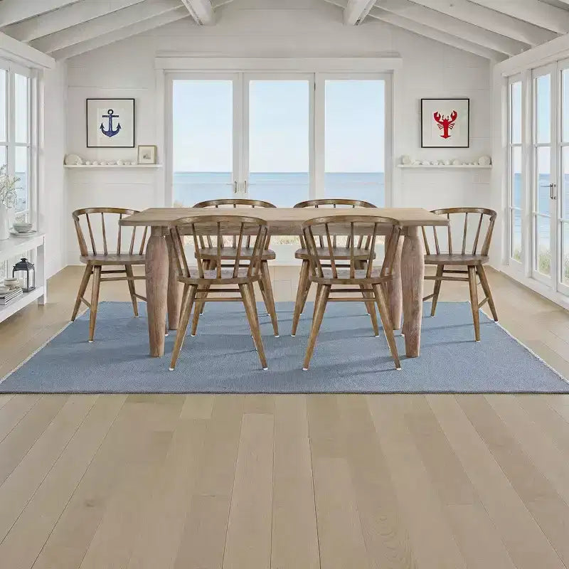 Chaise de salle à manger traditionnelle en bois massif avec dossier courbé à barreaux, lot de 2