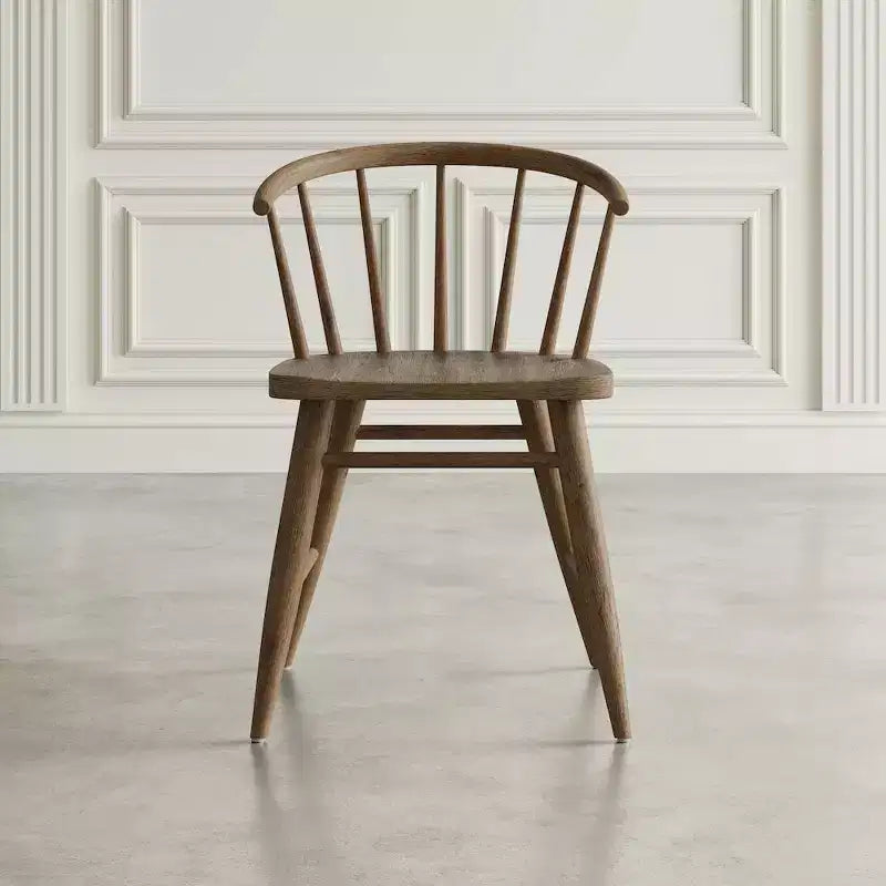 Chaise de salle à manger traditionnelle en bois massif avec dossier courbé à barreaux, lot de 2