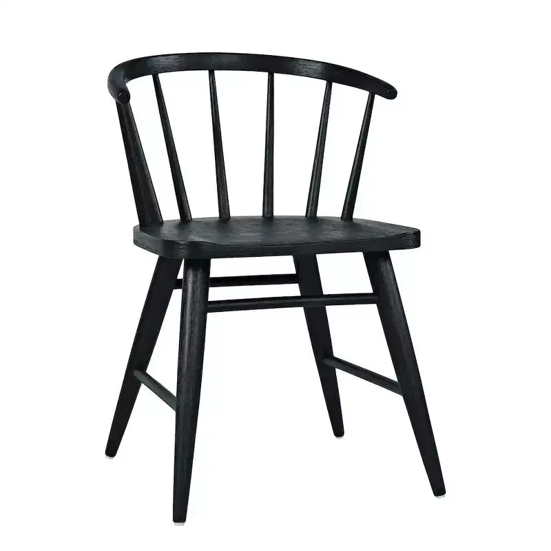 Chaise de salle à manger traditionnelle en bois massif avec dossier courbé à barreaux, lot de 2
