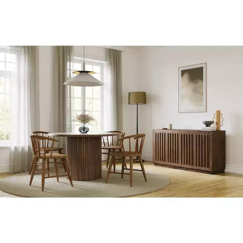 Chaise de salle à manger traditionnelle en bois massif avec dossier courbé à barreaux, lot de 2