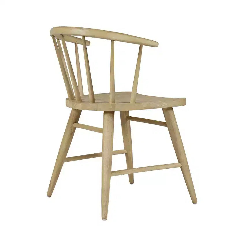 Chaise de salle à manger traditionnelle en bois massif avec dossier courbé à barreaux, lot de 2