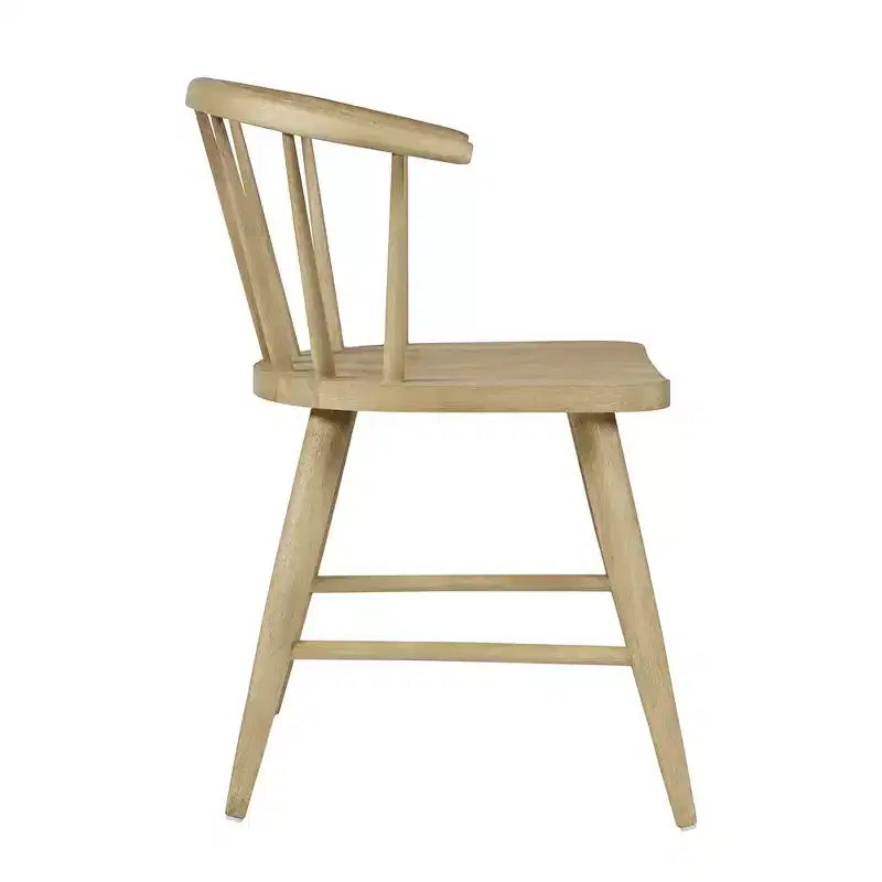 Chaise de salle à manger traditionnelle en bois massif avec dossier courbé à barreaux, lot de 2