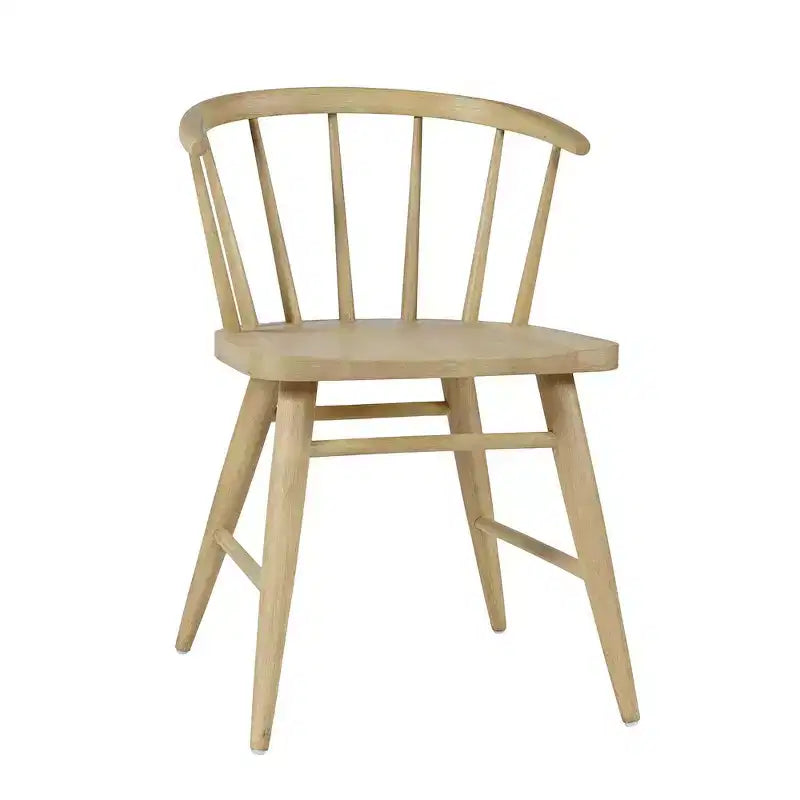 Chaise de salle à manger traditionnelle en bois massif avec dossier courbé à barreaux, lot de 2