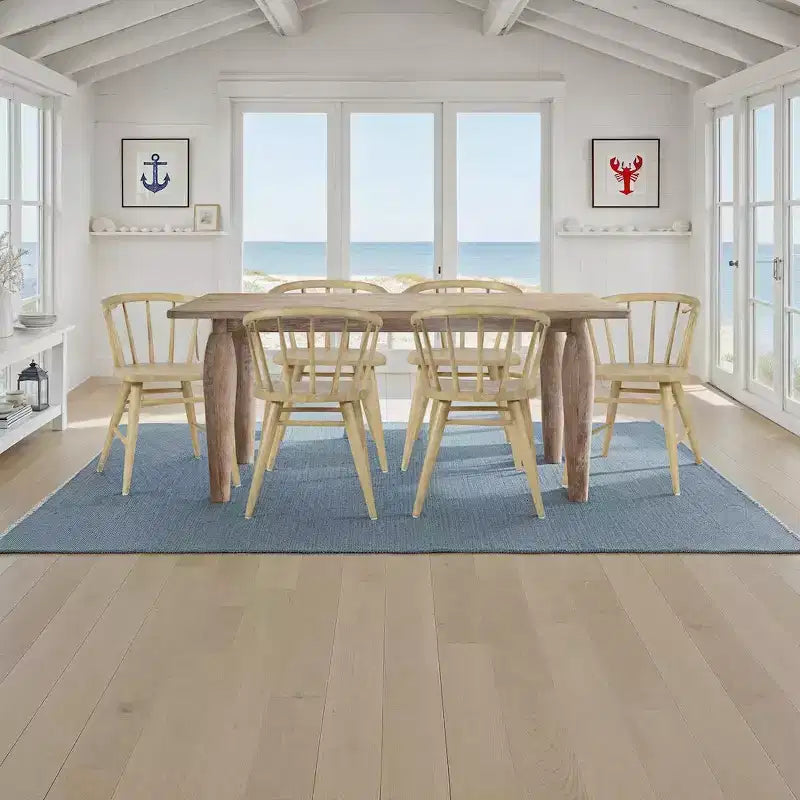 Chaise de salle à manger traditionnelle en bois massif avec dossier courbé à barreaux, lot de 2