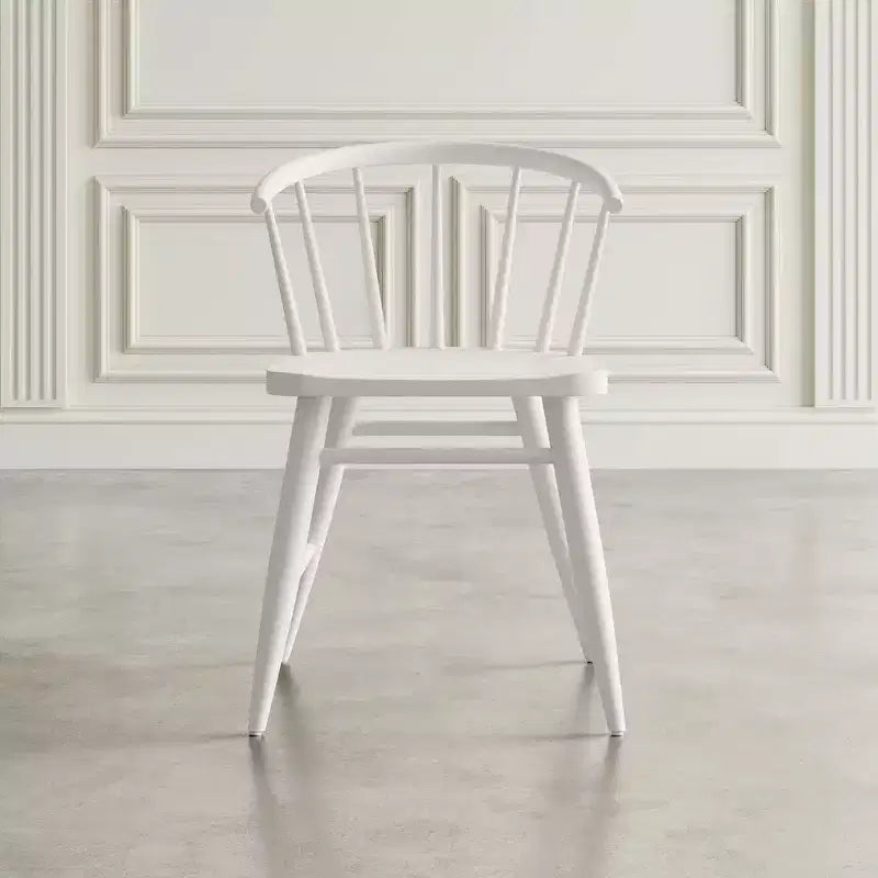 Chaise de salle à manger traditionnelle en bois massif avec dossier courbé à barreaux, lot de 2