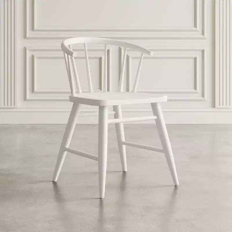 Chaise de salle à manger traditionnelle en bois massif avec dossier courbé à barreaux, lot de 2