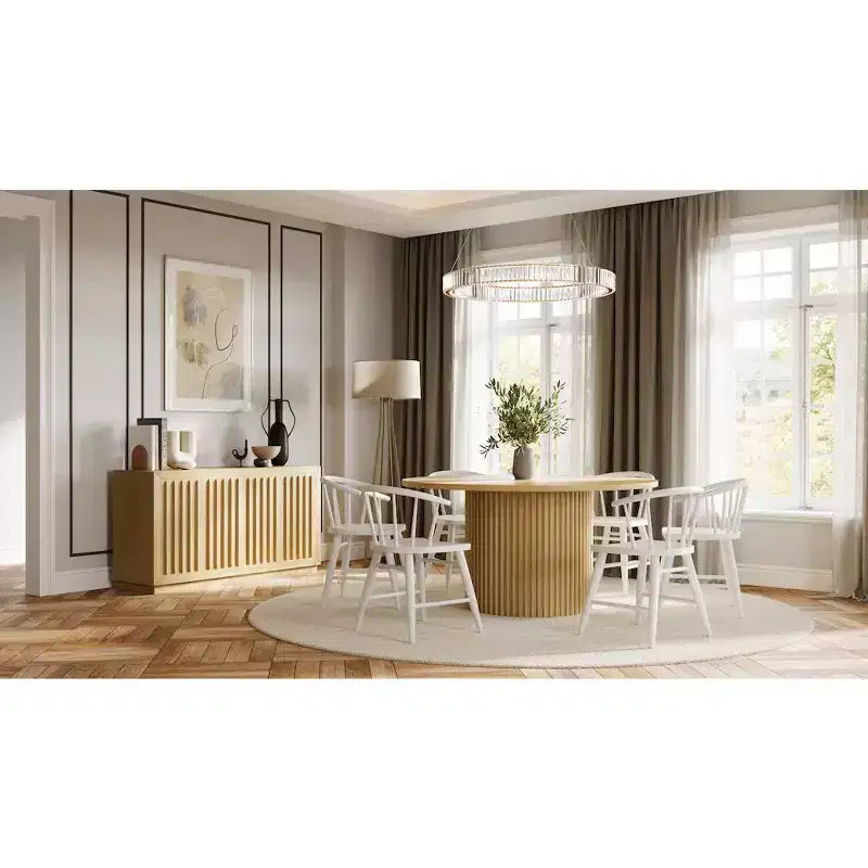 Chaise de salle à manger traditionnelle en bois massif avec dossier courbé à barreaux, lot de 2