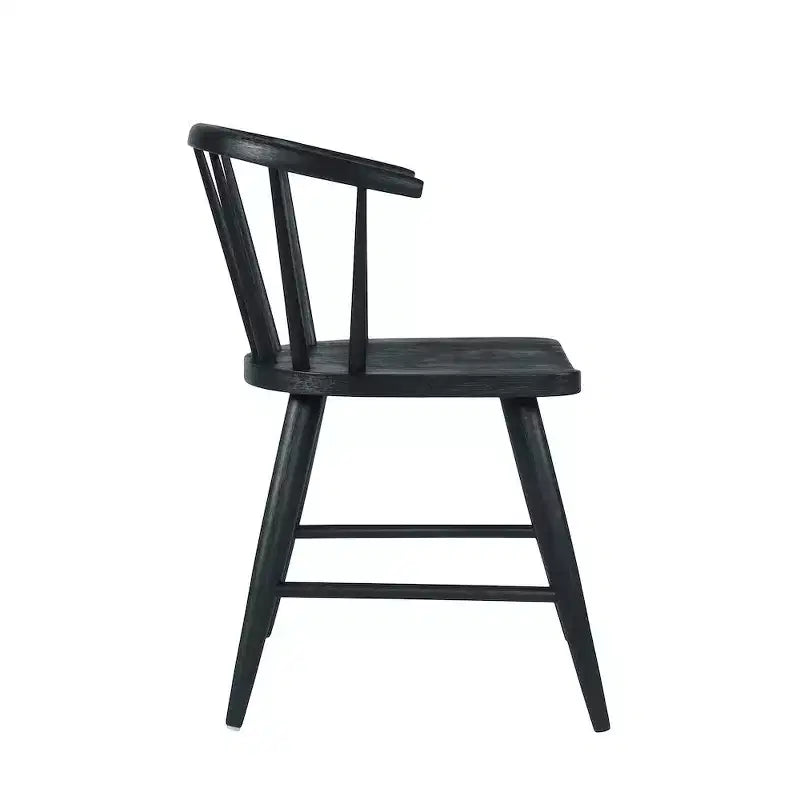 Chaise de salle à manger traditionnelle en bois massif avec dossier courbé à barreaux, lot de 2