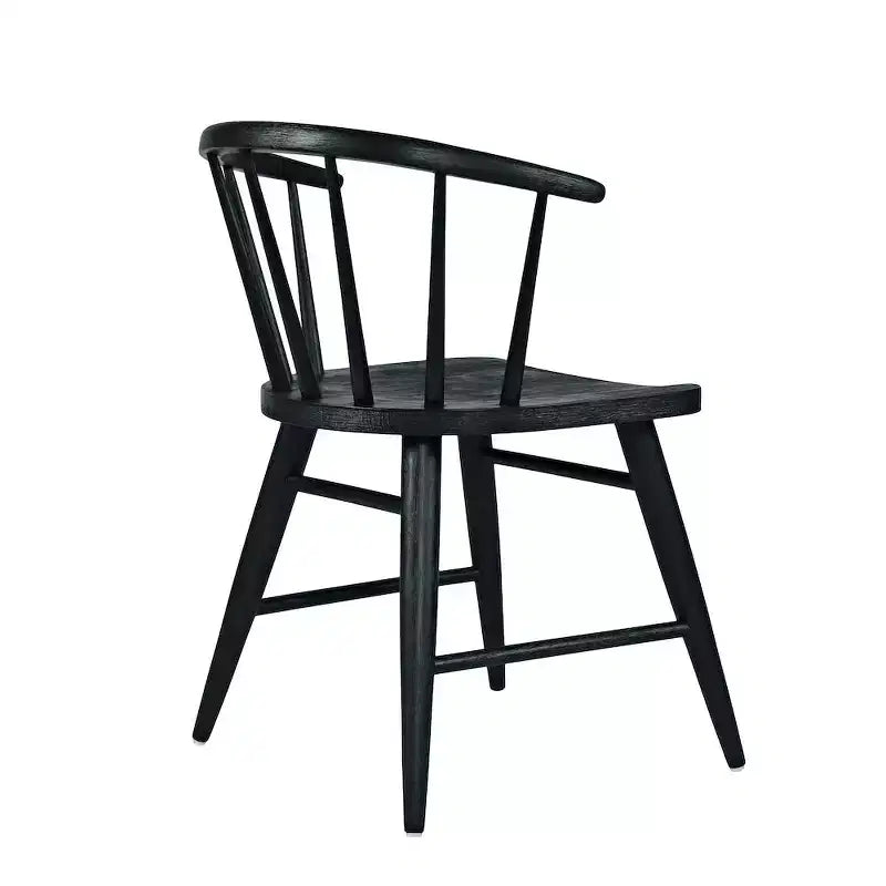 Chaise de salle à manger traditionnelle en bois massif avec dossier courbé à barreaux, lot de 2