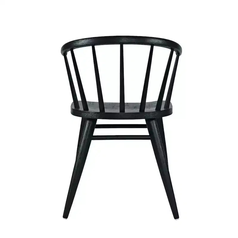 Chaise de salle à manger traditionnelle en bois massif avec dossier courbé à barreaux, lot de 2