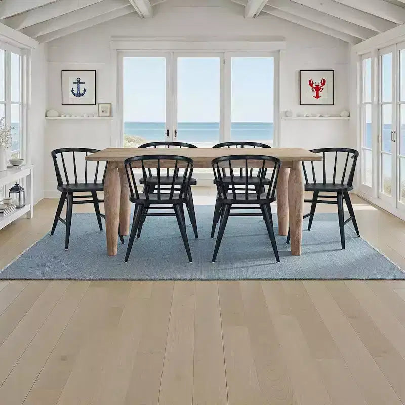 Chaise de salle à manger traditionnelle en bois massif avec dossier courbé à barreaux, lot de 2