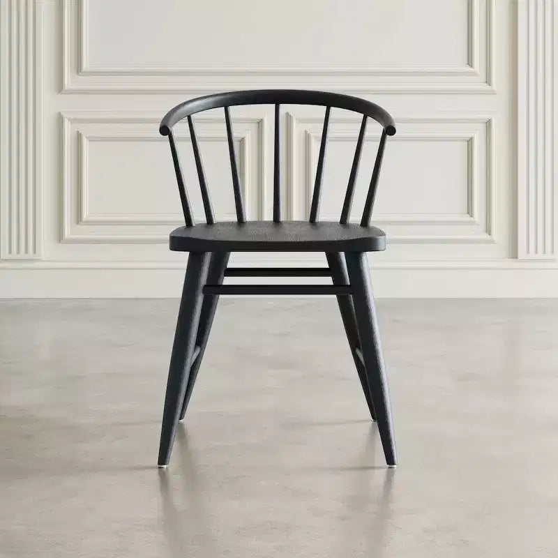 Chaise de salle à manger traditionnelle en bois massif avec dossier courbé à barreaux, lot de 2