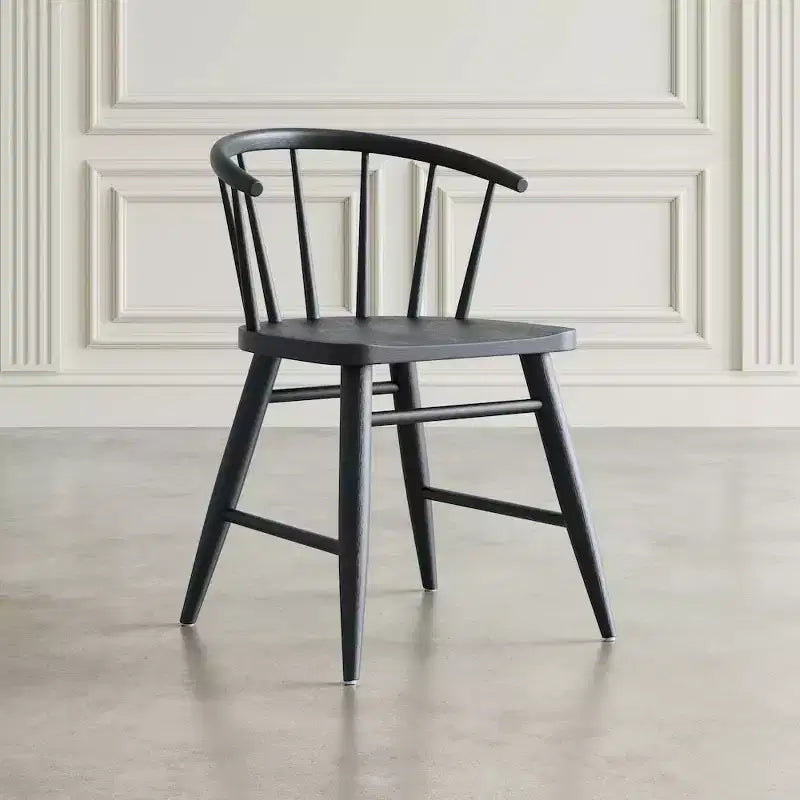 Chaise de salle à manger traditionnelle en bois massif avec dossier courbé à barreaux, lot de 2