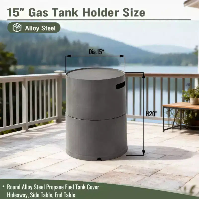 Cache-bouteille de propane en acier, support rond pour bouteille, table d’appoint dissimulée