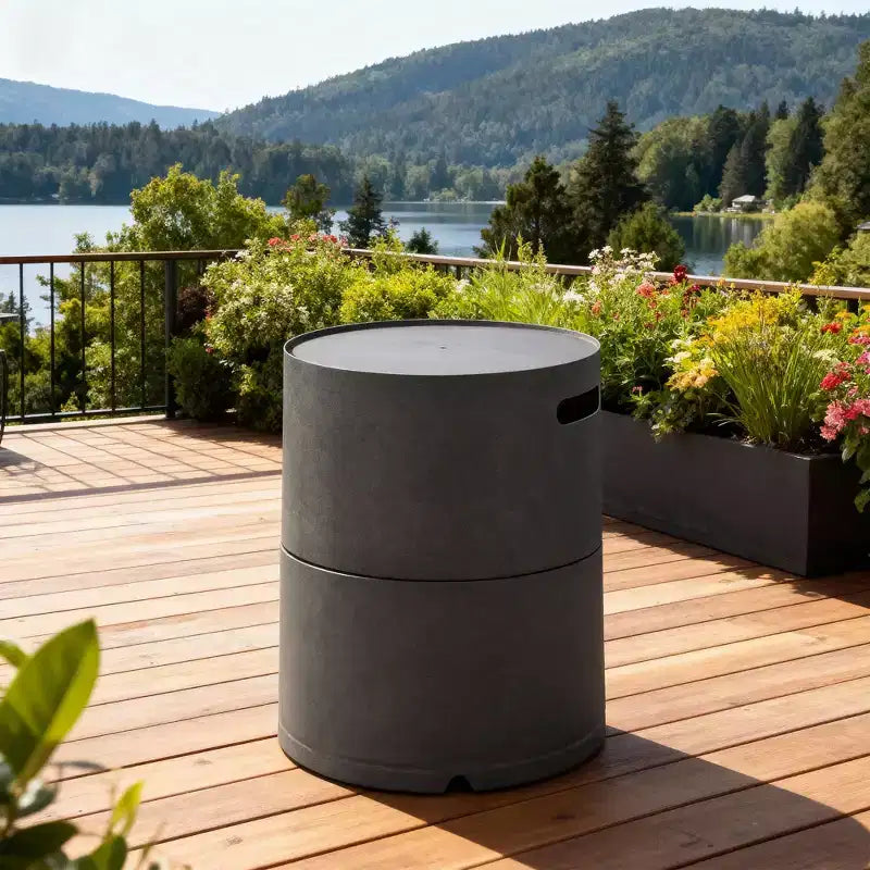 Cache-bouteille de propane en acier, support rond pour bouteille, table d’appoint dissimulée