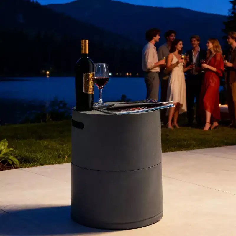 Cache-bouteille de propane en acier, support rond pour bouteille, table d’appoint dissimulée