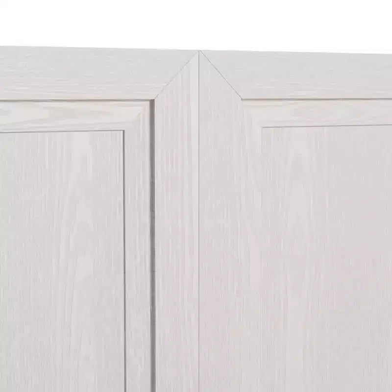 Armoire de rangement haute à grain de bois blanc, organisateur de rangement avec 2 portes en bois massif pour chambre, salon/salle à manger